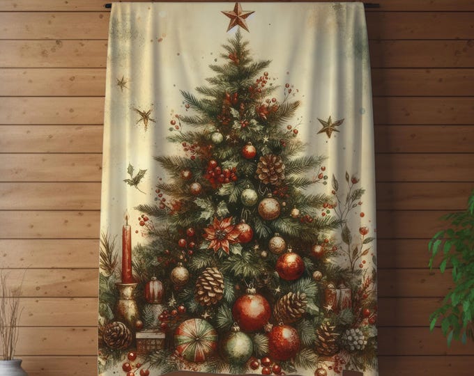 Vintage Christmas Tree Blanket: Soft Holiday Throw