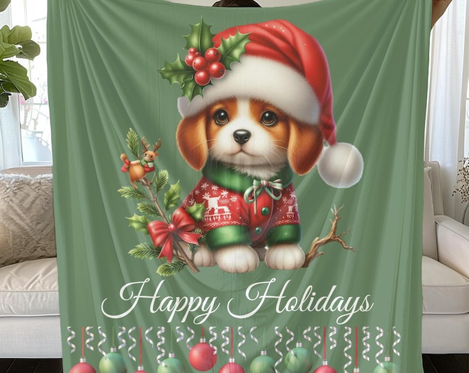 Holiday Puppy Blanket: Cozy Festive Dog Lover Gift