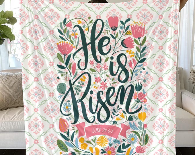 He Is Risen Blanket: Soft Christian Easter Throw