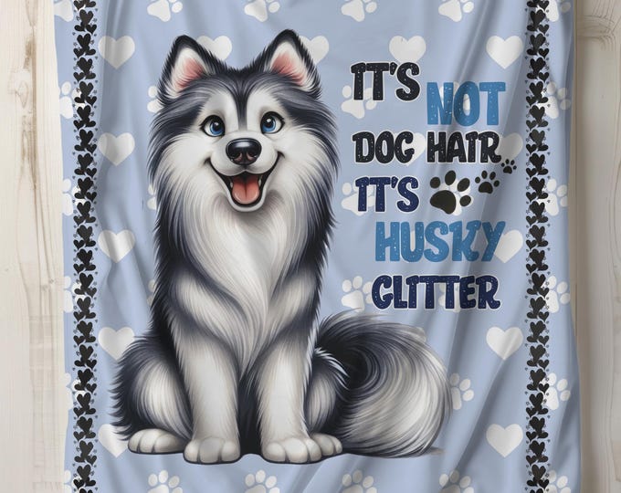 Husky Glitter Blanket: Cozy Dog Lover Throw