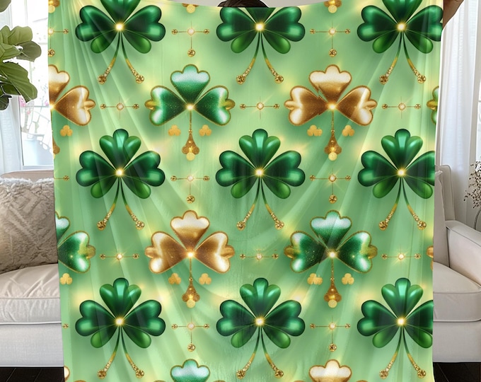 St. Patrick's Day Plush Blanket: Cozy Clover Design