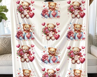 Valentine's Love Bears Blanket: Cozy Home Decor Gift