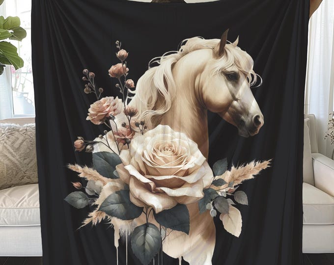 Palomino Horse Plush Blanket: Soft Equestrian Fantasy Decor
