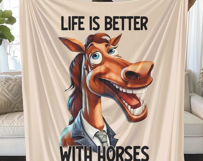 Plush Horse Blanket, Equestrian Gift, Soft Equine Lover Present