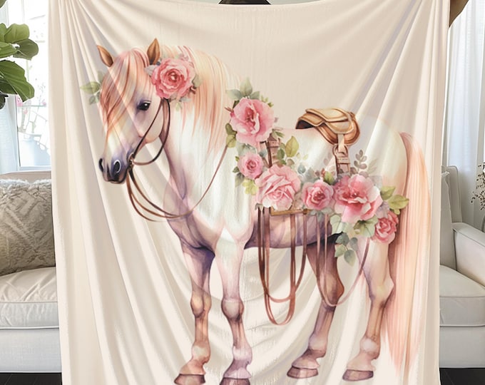 Palomino Horse Blanket: Fantasy Floral Design, Equestrian Gift
