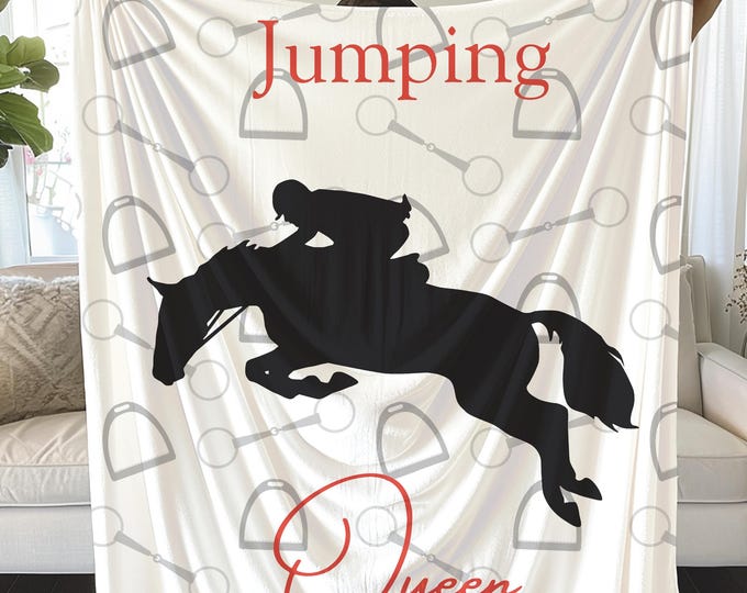 Jumping Horse Plush Blanket: Soft Equestrian Decor Throw