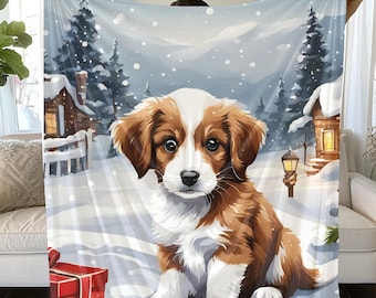 Snowy Christmas Puppy Blanket: Cozy Holiday Pet Decor