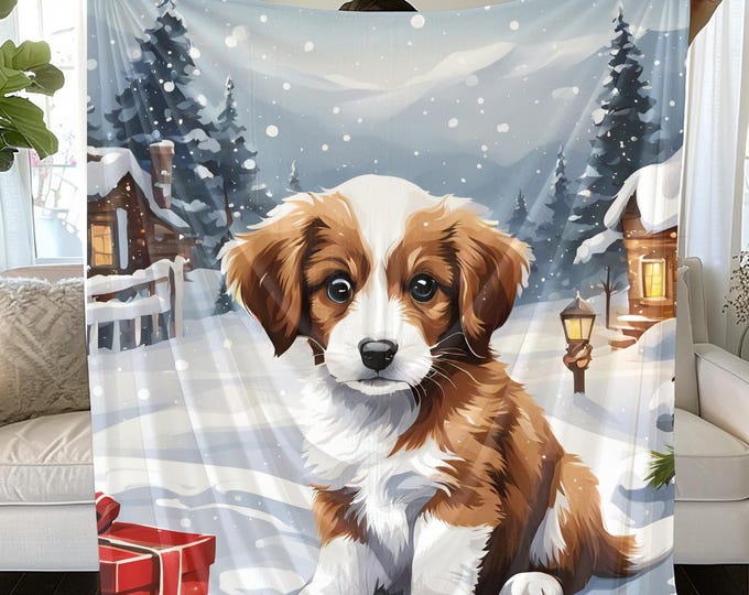 Snowy Christmas Puppy Blanket: Cozy Holiday Pet Decor