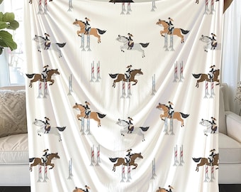 Jumping Horse Plush Blanket: Soft Equestrian Decor Gift