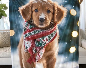 Snowy Puppy Blanket: Soft Pet Throw, Holiday Dog Lover Gift