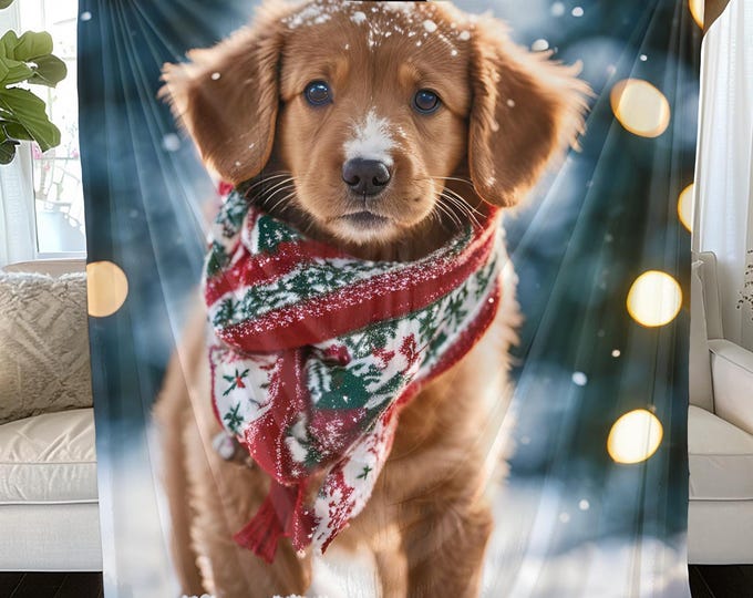 Snowy Puppy Blanket: Soft Pet Throw, Holiday Dog Lover Gift