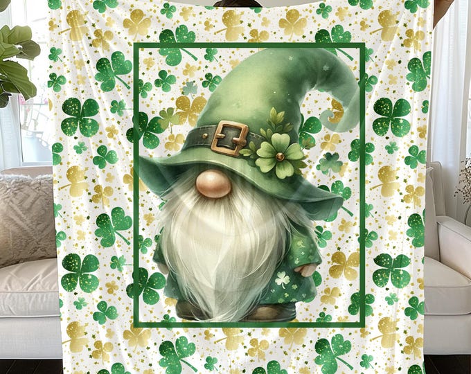 St. Patrick's Day Gnome Blanket: Cozy Green Throw