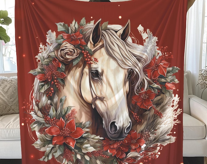 Christmas Horsehead Plush Blanket: Soft Equestrian Gift