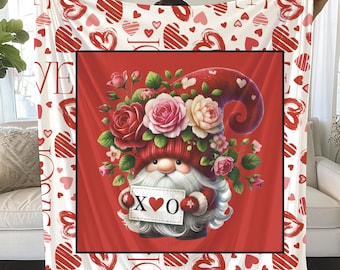 XOXO Gnome Valentine's Blanket: Cozy Home Decor