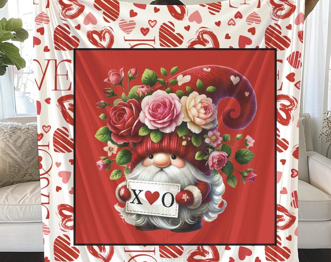 XOXO Gnome Valentine's Blanket: Cozy Home Decor