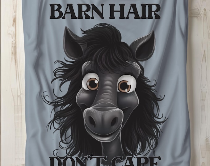 Horse Lover Plush Blanket: Barn Hair Don't Care Cozy Throw
