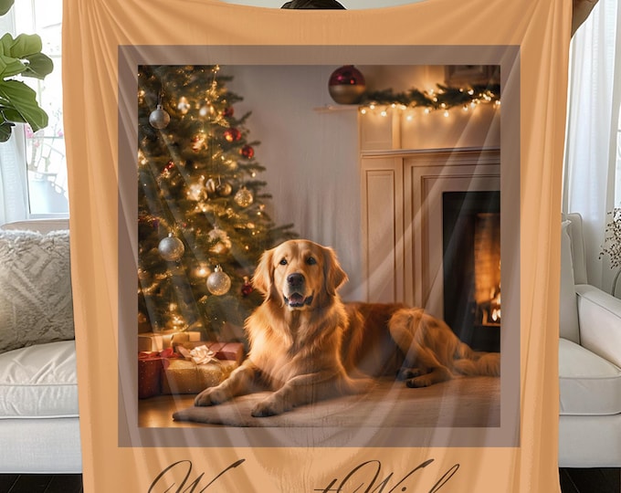 Golden Retriever Holiday Blanket: Cozy Pet Throw, Home Decor