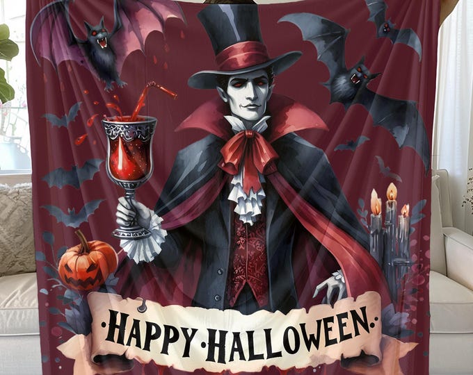Vampire Plush Blanket: Halloween Home Decor, Spooky Fall Throw