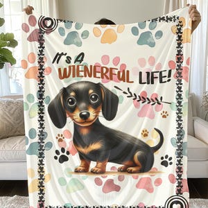 Wienerful Life! Blanket, Cozy Dog Lovers Gift, Soft & Warm Throw for Home Decor, Puppy Lover&#39;s Present, Wiener Dog Lover