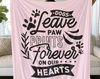 Dog Memorial Blanket: Paw Prints Forever, Cozy Pet Loss Gift