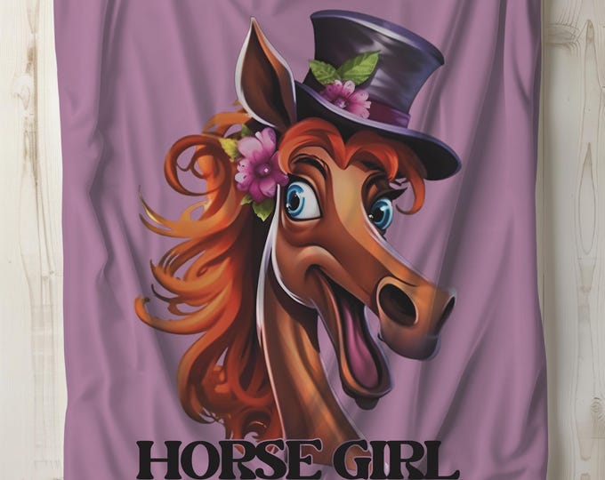 Horse Girl Plush Blanket: Soft Equestrian Gift