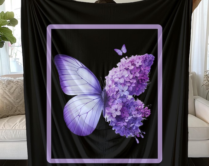 Purple Butterfly Blanket: Soft Lilac Throw