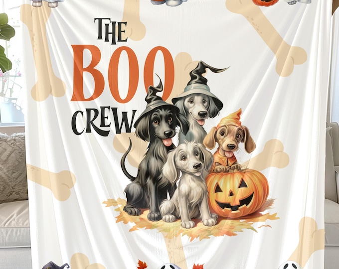 Boo Crew Pup Halloween Blanket: Cozy Autumn Decor
