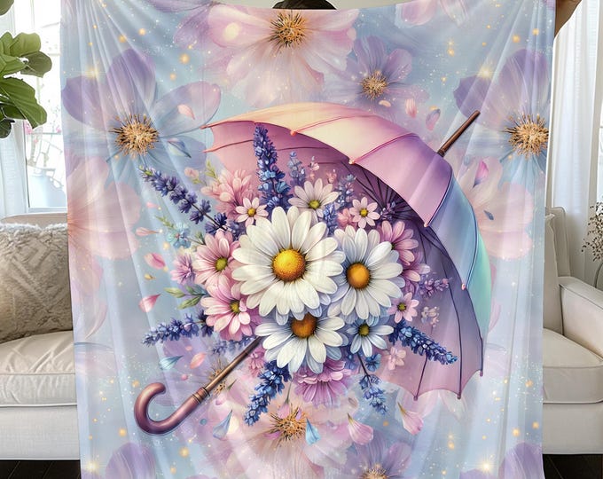 Umbrella Daisies Spring Blanket: Floral Picnic Throw