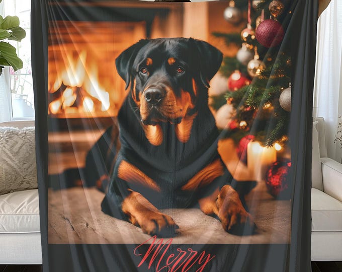 Rottweiler Christmas Blanket: Soft Holiday Pet Decor Gift
