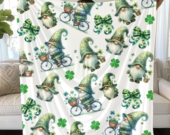 St. Patrick's Day Gnome Blanket: Cozy Shamrock Throw