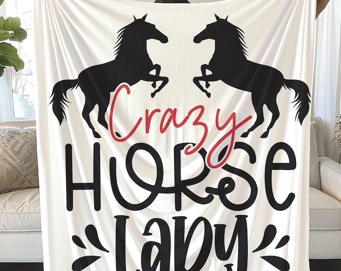 Crazy Horse Lady Plush Blanket: Soft Equestrian Decor Gift