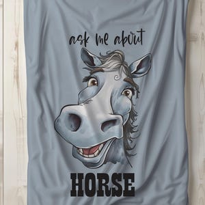 Plush Blanket for Horse Lovers | Cozy Equine Gift | Ask Me About Horses | Soft & Warm Throw for Horse Enthusiasts