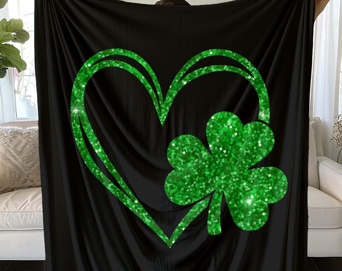 Clover Heart Blanket: St. Patrick's Day Green Decor