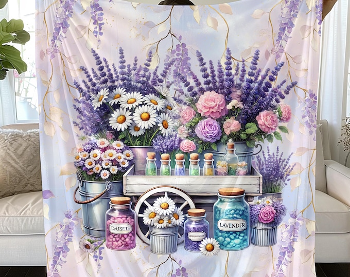 Lavender Spring Floral Blanket: Cozy Decor Throw