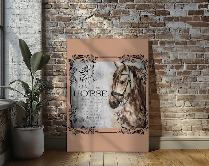 Advice from a Horse Stretched Canvas Wall Art, Handmade Fabric Print on Wooden Frame