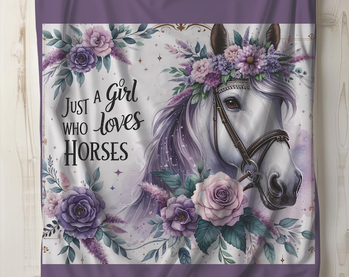 Horse Lover Plush Blanket: Floral Equine Throw