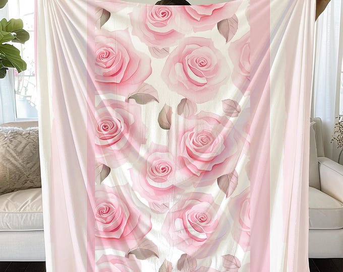 Pink Roses Blanket: Plush Valentine's Day Throw