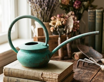 Antique Vintage Watering Cans, Green Patina Solid Copper Watering Can Indoor Garden Pot, 900ml