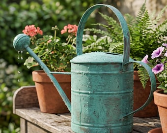Antique Vintage Watering Cans, Green Patina Solid Copper Watering Can Indoor Garden Pot, 2500ml