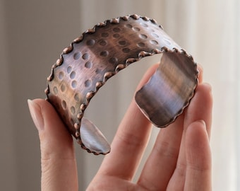 Pure Copper Cuff Bracelet Handmade | Healing Arthritis Bangle | 7 Styles Hammered Braided Twisted | Unisex Boho Jewelry | Adjustable Gift