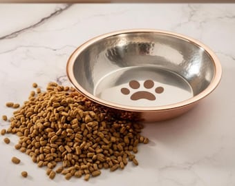 Hammered Copper Pet Bowl | Antimicrobial Dog Cat Food Water Dish- Luxury Pet Gift | Handmade Turkish Copper