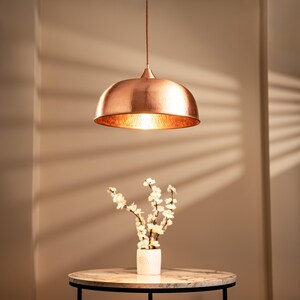 Handmade Dark Copper Pendant Light: Hammered Rustic Kitchen Island Lighting