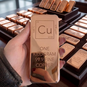 Grawerowana sztabka z litej miedzi | 1 kg sztabki miedzi o czystości 99,9%, dekoracja biurka