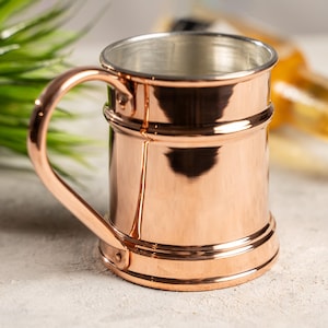 Handmade Solid Copper Beer Tankard Mug, 500ml