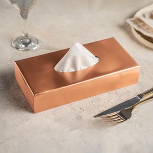 Handmade Copper Tissue Box, Elegant Bathroom, Vanity and Office Decor