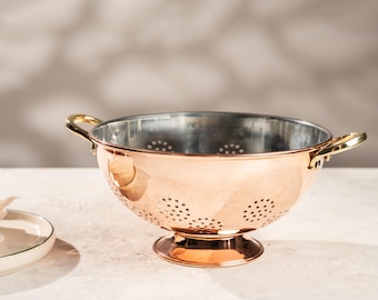 Passoire Tamis En Cuivre Massif Vintage – Corée – Ustensile De Cuisine Ancien
