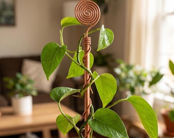 Pure Copper Electroculture Antenna, Copper Spiral Plant Stake, Handmade Garden Energy Tool, Indoor Plant Support, Tesla Copper Spiral 35cm