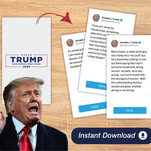 Trumpf Party Spiel | Erratet mal, ob das Zitat echt oder gefälscht ist | Print & Play Kartenspiel | Günstige lustige Geschenkidee | MAGA Gag Geschenk