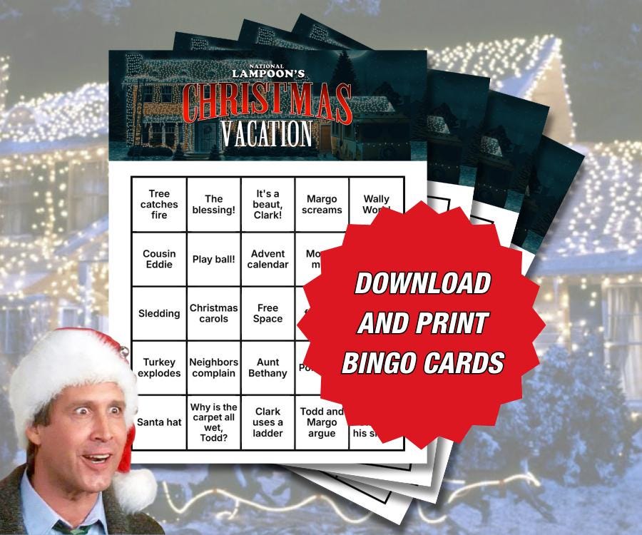 National Lampoons Christmas Vacation Movie Bingo