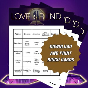 Bingo de Love Is Blind / Compatible con todas las temporadas / Fiesta de Love Is Blind / Juego de Love Is Blind